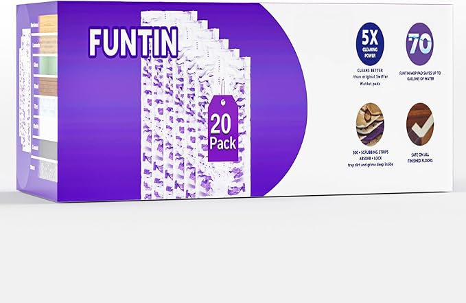 Funtin Power Mop Pads for Swiffer PowerMop, Unscented Disposable Mop Refills, Thickened Multi-Surface Replacement Mopping Pad, Dry & Wet Use for Floor Cleaning, 20 Packs