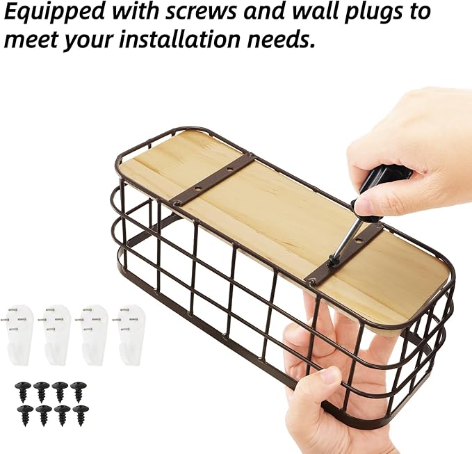 Dicunoy Set of 2 Small Wire Baskets, Narrow Rustic Storage Bin for Bathroom Counter, Farmhouse RectangleOrganizer Tray for Kitchen Countertop, Pantry, RV, School Classrooms, Office Decorative
