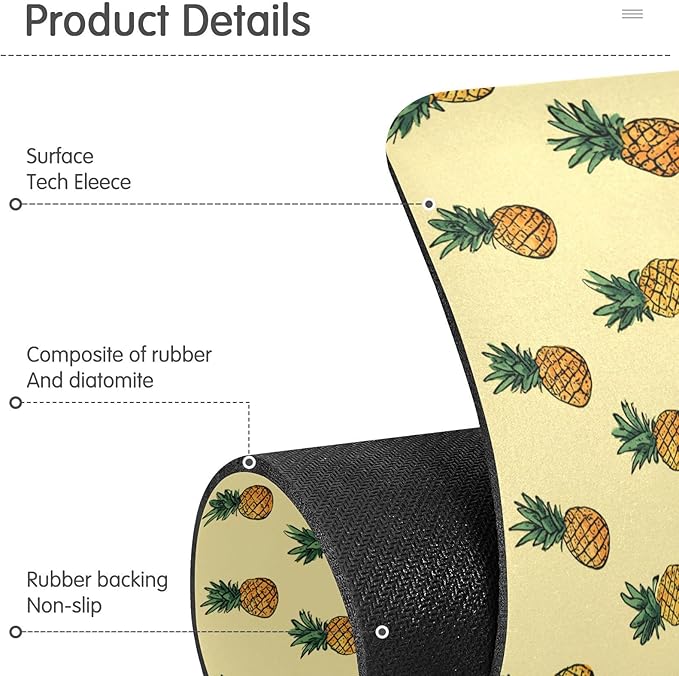 Light Yellow Pineapple White Kitchen Sink Splash Guard Sink Faucet Mat Faucet Handle Drip Catcher Drain Mats for Kitchen Bathroom Countertop Absorbent Dish Drying Pad 2Pack 30x5.4IN