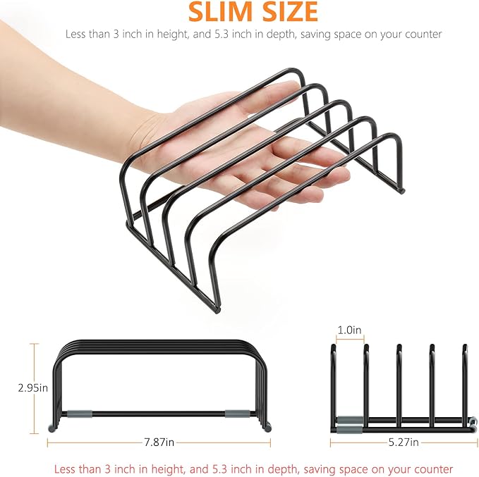 Cutting Board Storage Rack, Compact Cutting Board Organizer, Chopping Board Storage Stand Rack, Bakeware & Cookie Pan Sheets Organizer (2PCS 1.0 Inch)