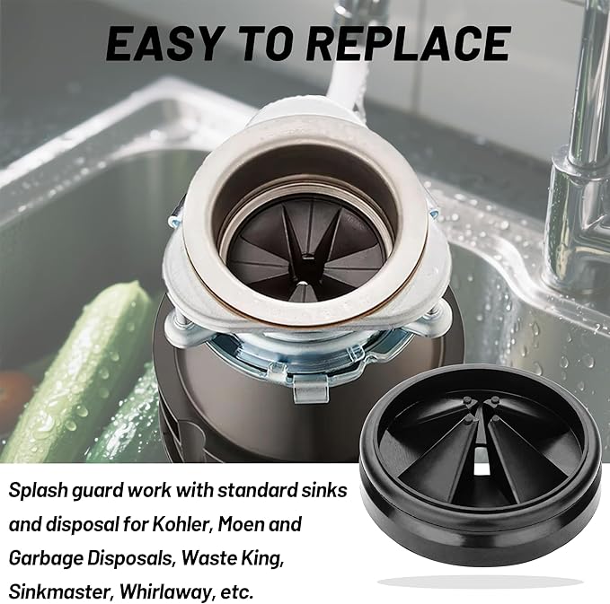 Garbage Disposal Stopper 3 3/8 Splash Guard QCB-AM, Sink Drain Strainer Replacement for Insinkerator Evolution Series, Removable Quiet Garbage Disposal Drain Cover