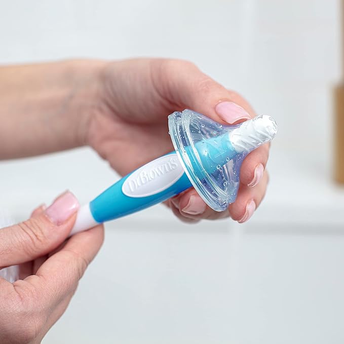Dr. Brown's Reusable Sponge Baby Bottle Cleaning Brush with Suction Cup Stand,Scrubber and Nipple Cleaner,BPA-Free,Blue,(Pack of 12)