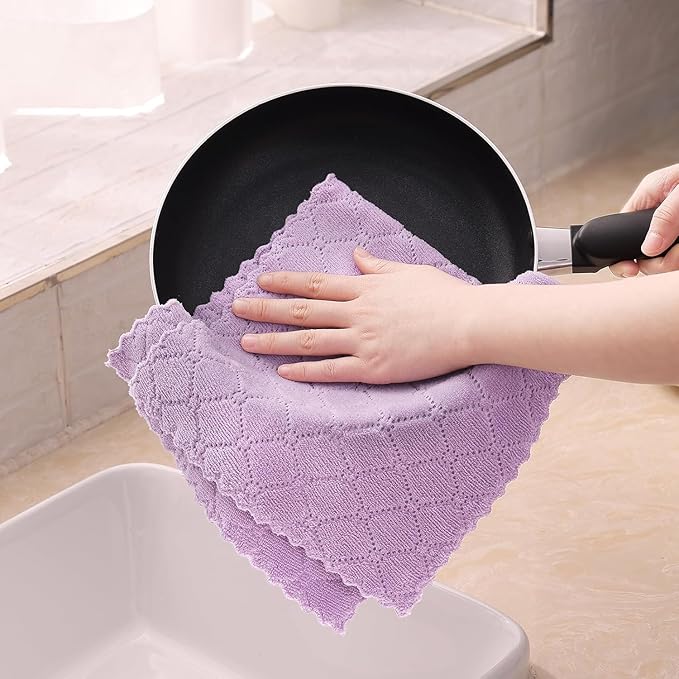Homaxy 24 Pack Dish Towels for Kitchen (10 x 20 Inches, Multi Color), Super Soft and Absorbent Coral Velvet Dish Cloths for Washing Dishes, Nonstick Oil Fast Drying Microfiber Cleaning Cloth