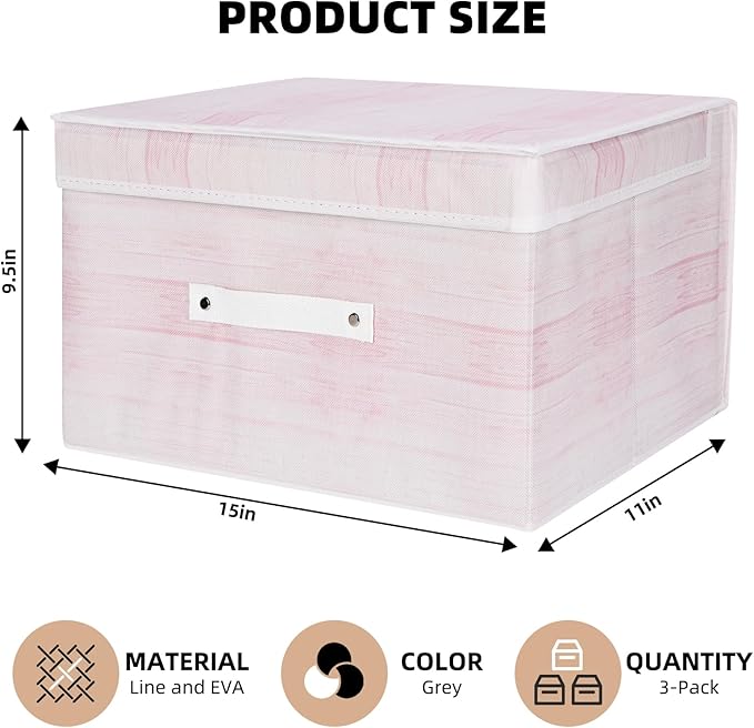 DUHEL Storage Bins 3 Pack, Fabric Storage Basket for Collapsible Medium Canvas Storage Baskets for Organizing Shelf Nursery Home Closet . (White Red-3PCS)
