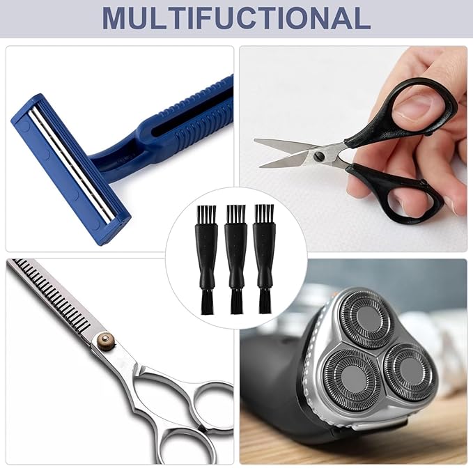 Patelai 20 Pieces Electric Shaver Cleaning Brush Small Clipper Brushes for Cleaning Razor Shaver Cleaner Black Double Sided Nylon Bristles Electric Trimmer Set Keyboard