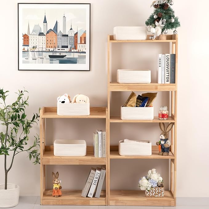 6 Pack Storage Baskets for Shelves, Small Baskets for Shelves, Cute Decorative Storage Bins, Organizer Basket for Gifts Empty, 11.8''Lx7.8''Wx4.7''H-White