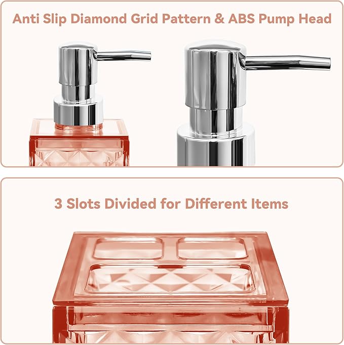 2PCS Orange Bathroom Accessories. Contain Soap Dispenser and Toothbrush Holder Set. Boho Bathroom Set for Blue Bathroom Décor