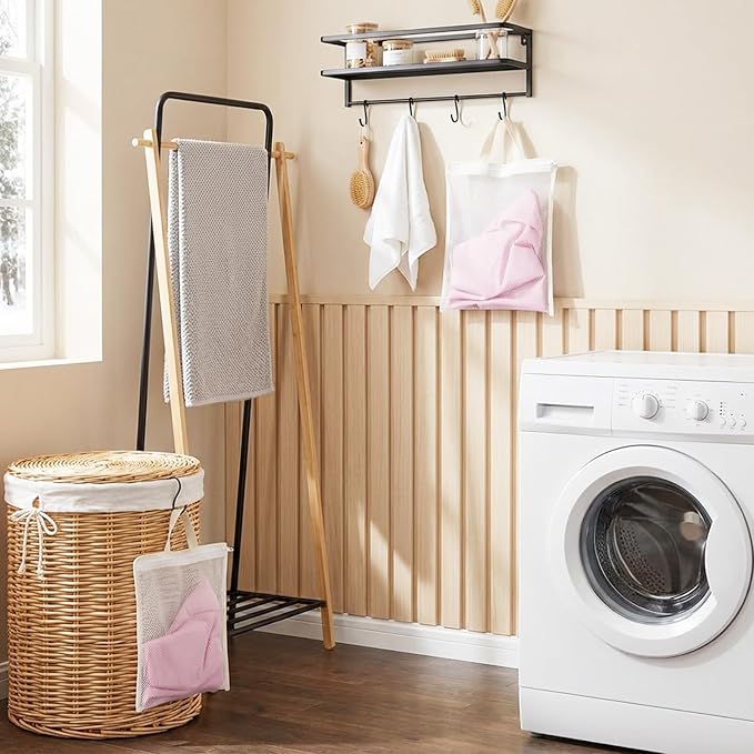 4Pcs Small Mesh Laundry Bags for Delicates Hanging Mini 12 x 10 Inches Durable Lingerie Bags for Washing Machine Wash Laundry Net Bag for Lingerie Underwear Socks Baby Clothes Travel 32x27cm