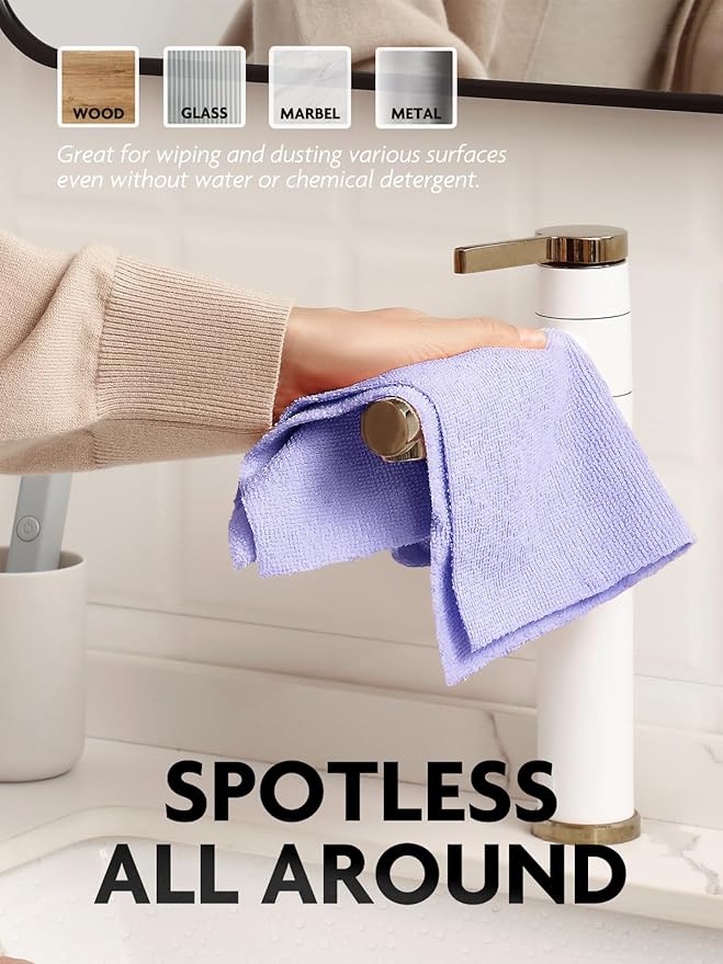 Fantasticlean Microfiber Cleaning Cloth Roll -150 Pack, Tear Away Microfiber Towels, 12" x 12", Reusable, Washable, Ultra Absorbent Dishcloth for All-Around Cleaning Supplies (Pink & Lavender)