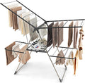 Tangkula Laundry Drying Rack, Foldable Clothes Drying Rack with Height Adjustable Wings, 33 Drying Rails & Sock Clips, Freestanding Gullwing Garment Stand for Indoor & Outdoor Use (Sliver+Grey)