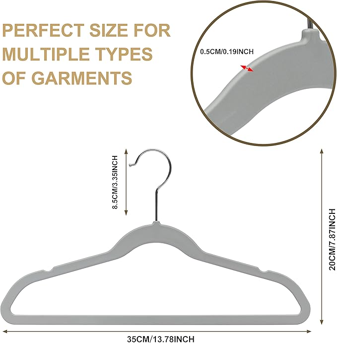 Quality Kids Plastic 30 Pack Non Velvet Non-Flocked Thin Compact Children's Hangers Swivel Hook for Shirts Blouse Coats (Gray, 30)