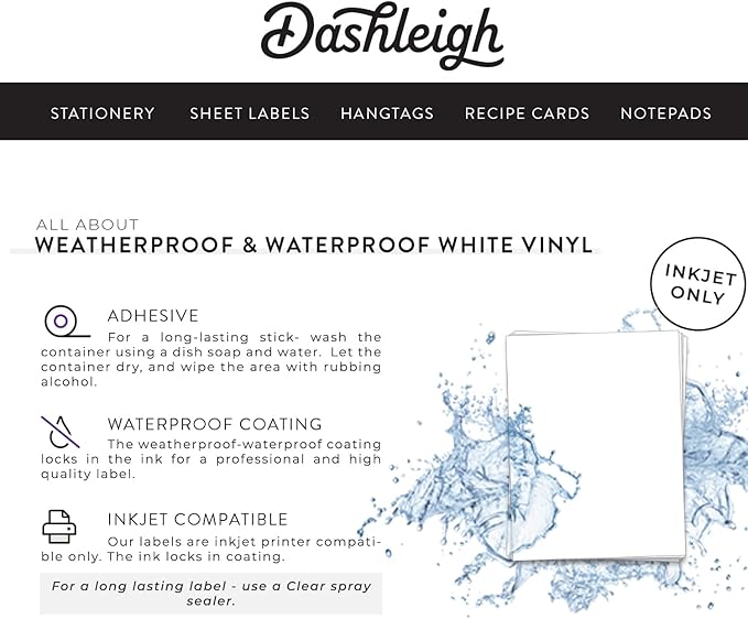 60 Labels for 4 oz Bottles, 5 x 2.5 inches, Waterproof White Vinyl (5 x 2.5 inches, 60 Labels)