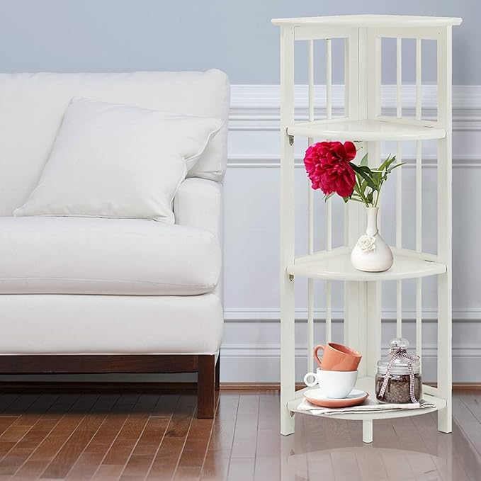 Casual Home 4-Shelves Corner Folding Bookcase, White