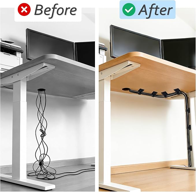 Cable Management Under Desk, Znben Detachable Cable Straps Heavy Duty Hook and Loop Cable Ties Reusable 20 Pack