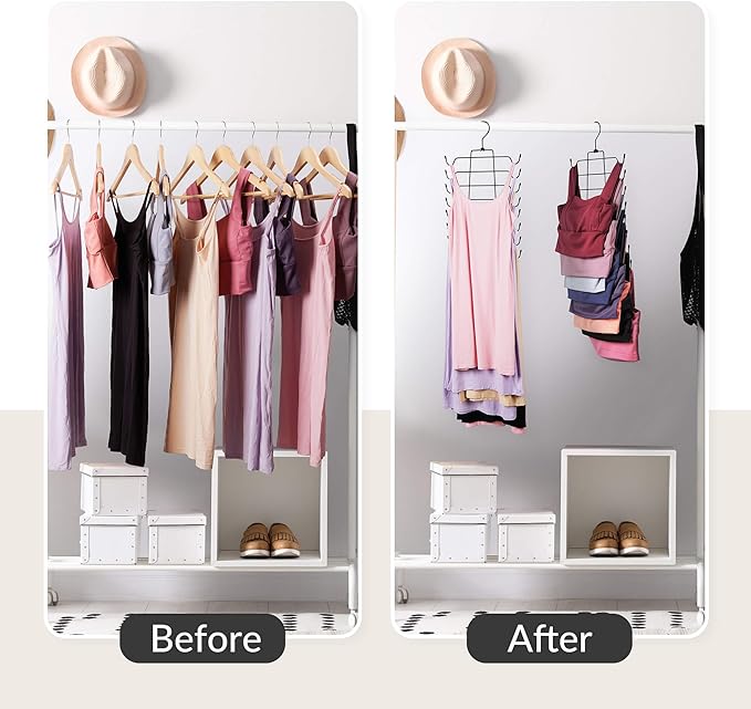 ZEDODIER 3 Pack Tank Top Hanger Space Saving, Bra Hangers for Closet Organizer, Hanging Bra Organizer Tank Tops Holder with 24 Hooks, Metal Closet Organizers and Storage Small Space Solutions, Black