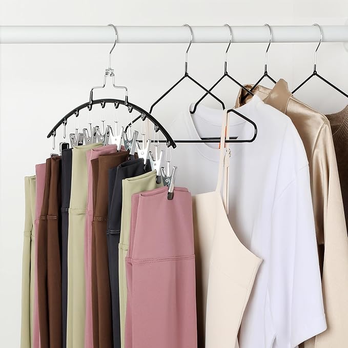 TOPIA HANGER 2 Pack Leggings Hanger for Closet, 20 Clips 360° Swivel Hook Legging Organizer Space Saving for Leggings Shorts Pants Skirt Jeans Bra Tank top Underwear for Closet CT80B