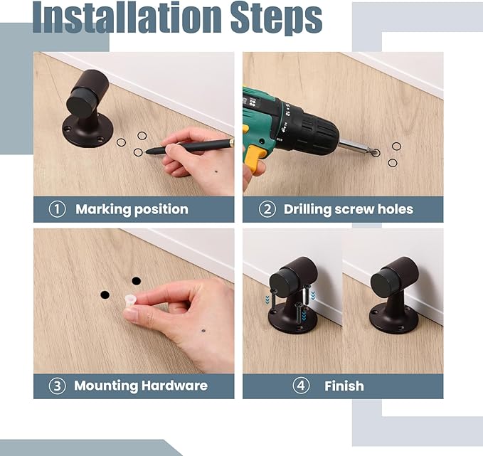 2 Pack Heavy Duty Floor Mounted Door Stop 3 in Aluminum Commercial Grade Door Stopper with Rubber Bumper & Stainless Steel Screws (Bronze)