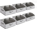 SONGMICS Set of 6 Storage Baskets, Foldable Storage Bins with Removable Dividers, Fabric Boxes, 15.7 x 11.8 x 7.9 Inches, Closet Organizers, 3 Handles, for Living Room, Cattail Gray URFB0140G01