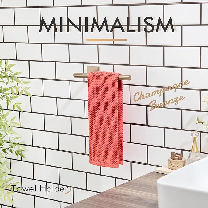KOKOSIRI Bathroom Towel Bar Hand Towel Holders Wall Mount Toilet Kitchen Cabinet Paper Holder Stainless Steel Bath Hardware Champagne Bronze, B3008CPG