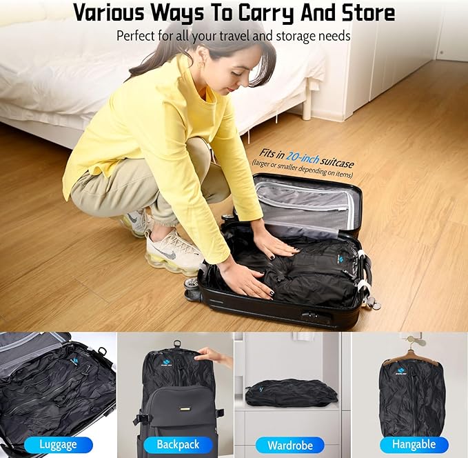 Zurligi Vacuum Bags with Pump for Travel – IPX8 Waterproof Reusable Carry-On Compression Bags for Clothes, Suitcase & Luggage(2-Pack, Black)