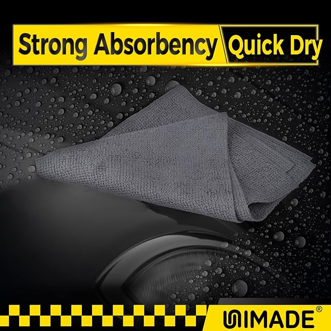 Microfiber Cleaning Cloth, 24 Pack Reusable Microfiber Towels for Cars Lint Free Cleaning Shop Towel Rags for Home Kitchen Automotive Bar Mechanic Restaurant Garage, 11"x 12", Grey