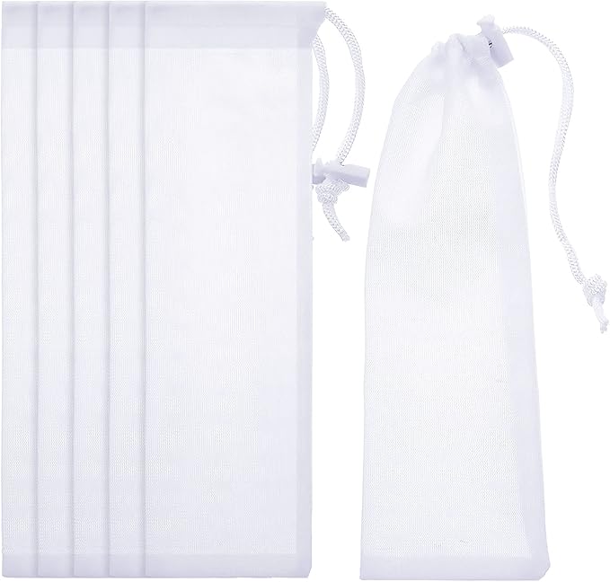 Lint Traps Catcher for Washing Machine Nylon Mesh Lint Traps for Home Laundry Washing Machine Drain Systems Discharge Hoses Filter, 9.4 x 3.1 Inch (6 Pieces)