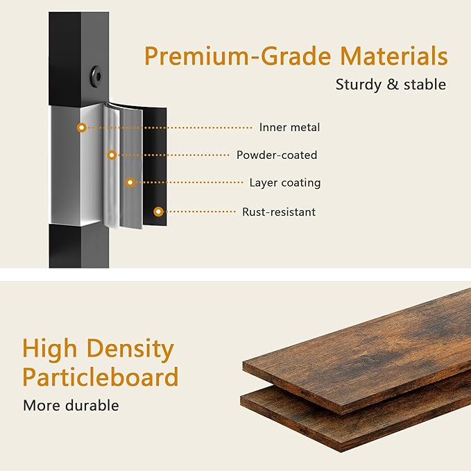 3-Tier Narrow Ladder Shelf with Drawer, Bathroom Table Stand for Small Space, Narrow Bathroom Standing Shelves with Storage for Living Room Bedroom Kitchen, Organizer Shelf, Rustic Brown