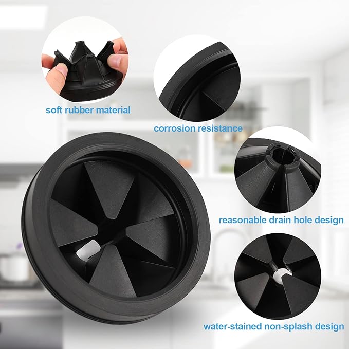 RQYEKDO Garbage Disposal Splash Guards 3 1/8 Inch，Rubber Garbage Disposal Drain Plugs and Covers, Food Waste Disposal Stopper Accessories for Waste King, Whirlaway,Sinkmaster and GE Models
