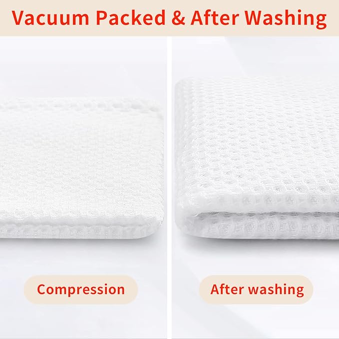 Homaxy 100% Cotton Waffle Weave Kitchen Dish Towels, Ultra Soft Absorbent Quick Drying Cleaning Towel, 13 x 28 Inches, 8-Pack, White