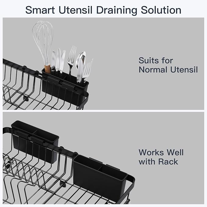 Small Expandable Over The Sink Dish Drainer Drying Rack In Stainless Steel Metal For Kitchen, Counter Space Saving Compact Above Plate Dryer Strainer, Adjustable Hanging Inside Sink Wire Drain Holder