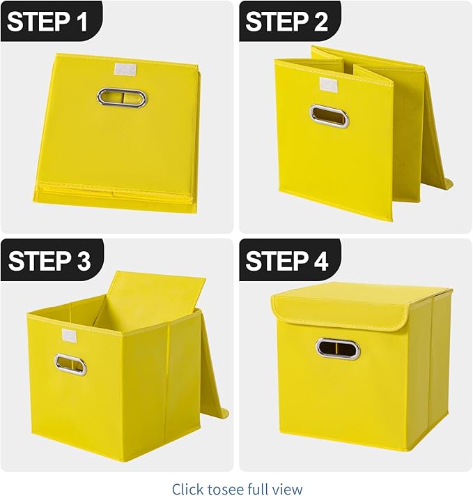 Closet Organizers Fabric Storage Bins With Lids Collapsible Cube Storage Organizer Basket With Handles,Storage Boxes for Clothes Storage,Office,Laundry,Shelves,6 Pack,(multicolour)
