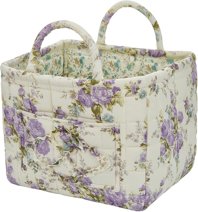 Boho Fabric Storage Basket, Large Capacity Laundry Basket, 12.2'' x 10.23'' x 10.23'' Collapsible Laundry Hamper with Easy Carry Handles (D Multi-Color 11, L)
