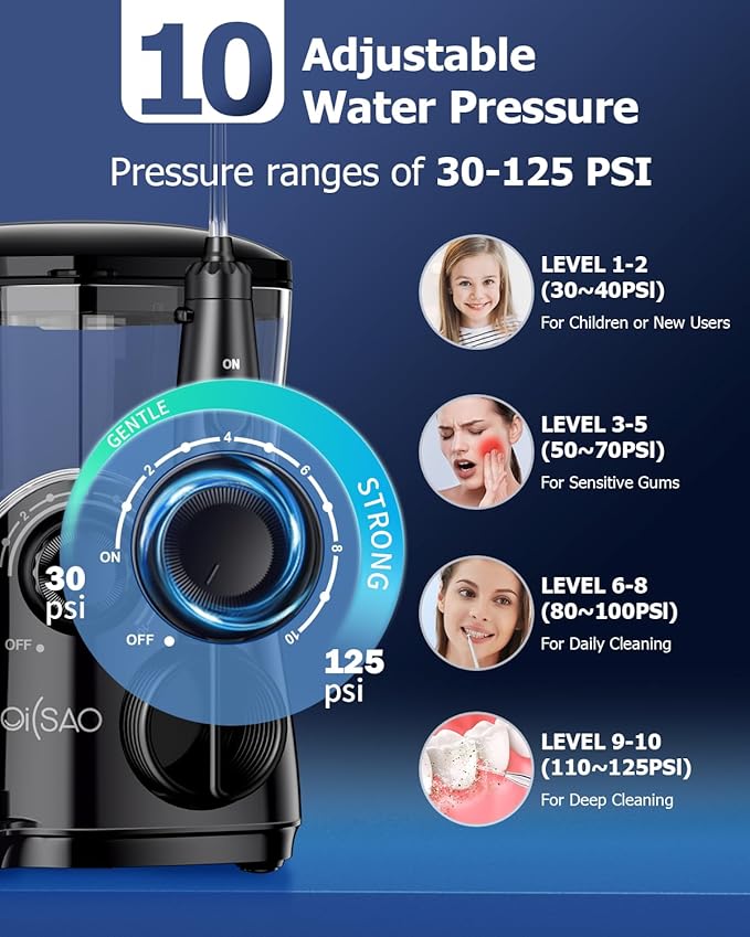 Electric Toothbrush with Water Flosser Combo: 600ML Large Water Tank & Ultrasonic Cleaning- Gum Care & Whitening- 5 Brush Modes & 10 Pressure Settings for Family Use, Black