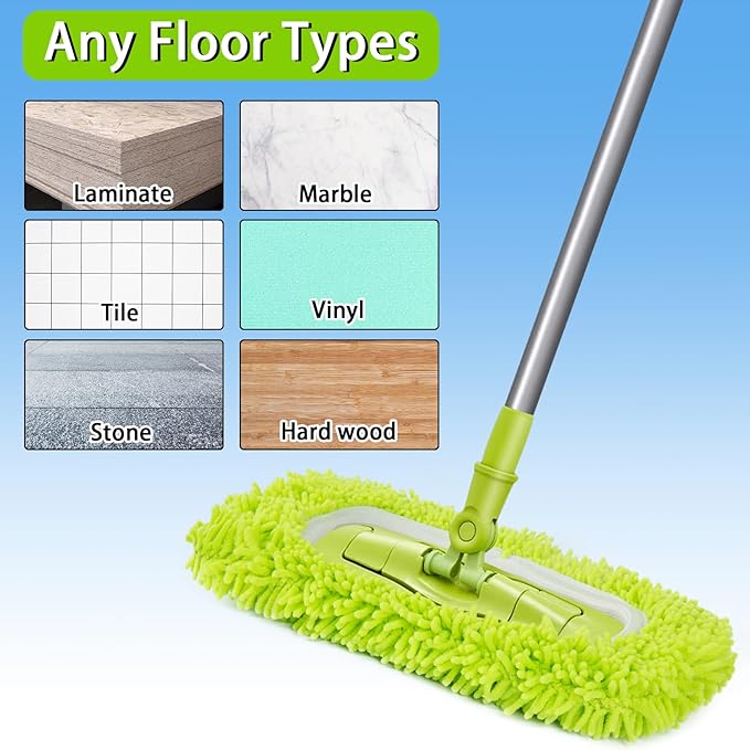 Reusable Dry Sweeping Cloths Microfiber Wet Mop Pads Compatible with Swiffer Sweeper Mop Replacement Sweeping Mopping pad Refills for Hardwood Surface Floor Cleaning (4PCS)