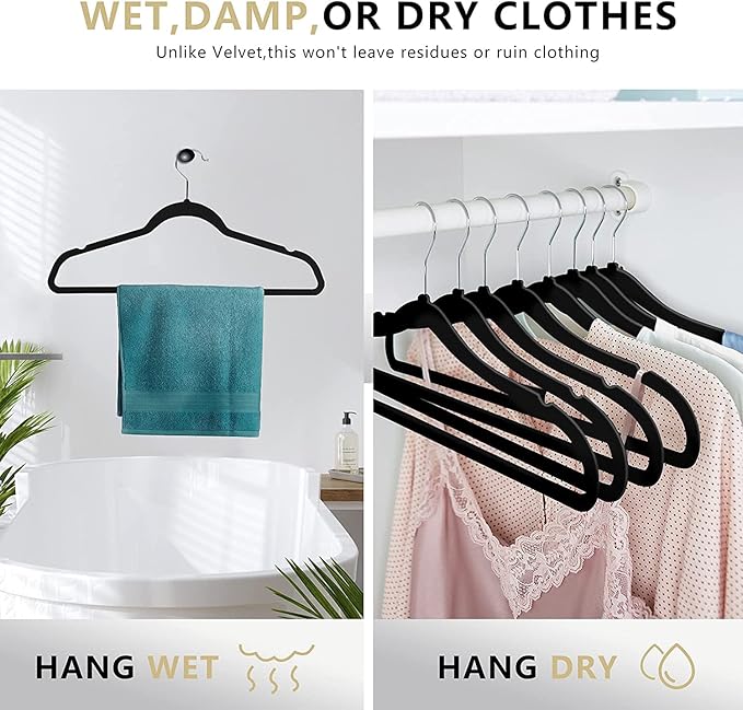 Hangers 50 Pack,Ultra-Thin Plastic Clothes Hangers (17.7 Inch) - Space-Saving Slim Hangers with Non-Slip Grooves for Wardrobe, Closet & Dorm Organization(White)
