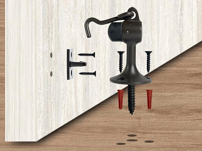 QCAA Door Stop, Solid Brass, Height 3-15/16", US10B ORB Oil-Rubbed Bronze, 1 Pack, Made in Taiwan