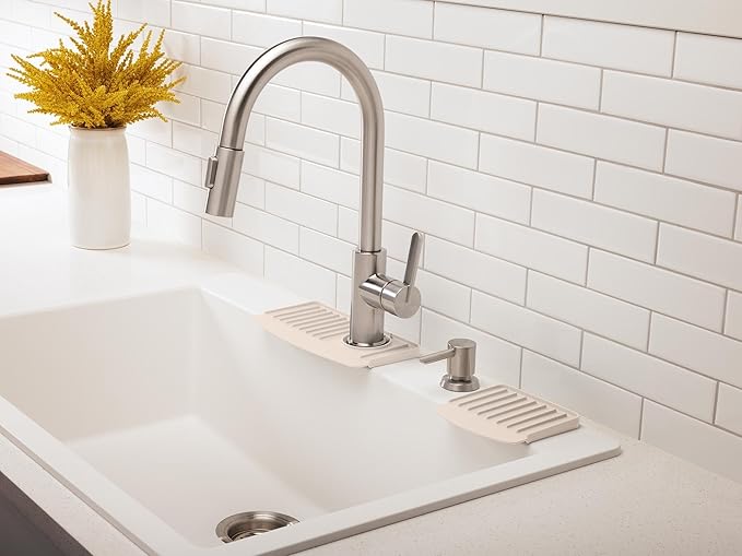 WeatherTech FaucetMat Duo - Protect Your Kitchen & Bathroom Countertops - Tan/Sand