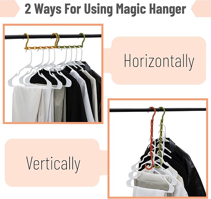 Mr. Pen- Space Saving Hangers for Clothes, 8 pcs, Autumn Colors, Plastic Multi Clothes Hangers Space Saving, 5 Slots, 360° Rotating Hooks
