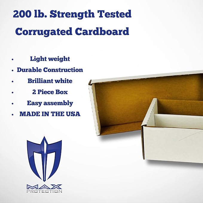 Shoe 2 Row Storage Box (1600 Ct.) - Cardboard Storage Boxes - Baseball, Football, Basketball, Hockey, Sports Card, Gaming & Trading Cards Collecting Supplies by MAX PRO - Made in the USA (25 Pack)