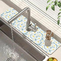 White Flower Sink Faucet Absorbing Mat Cute Chamomile Super Absorbent Fast Drying Mat Sink Gadgets Behind Faucet Sinkmat for Kitchen Bathroom, 23.5"x5.5"