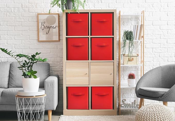 Sorbus Fabric Storage Cubes - 6 Foldable Storage Bins for Organizing Pantry, Cubbies, Toy Box - Clothes Storage & Closet Organizer - 13 Inch Collapsible Cube Baskets for Shelves with Handle