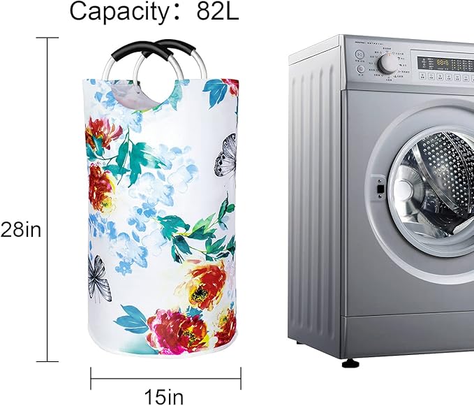 Dalykate Large Laundry Basket 82L Collapsible Oxford Fabric Laundry Hamper Foldable Clothes Laundry Bag with Handles Waterproof Washing Bin Portable Dirty Clothes Basket for College Dorm, Family