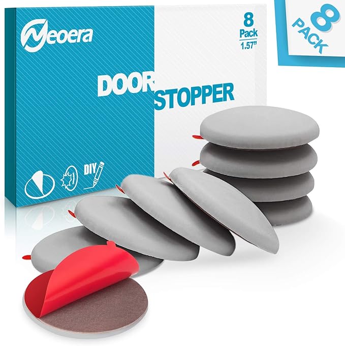 Neoera Door Stopper Wall, 1.57" Round Soft Rubber Door Stop, Silicon Wall Protector, Premium Self Adhesive Door Bumper (Gray, 1.57" 8 Pack)