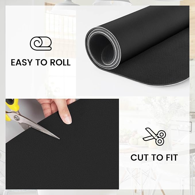 WISELIFE Dish Drying Mat Super Absorbent Drying Mat Large Dish Drying Mats for Kitchen Counter Easy Clean Dish Mat Kitchen Drying Mat18"x 28" Classic Black