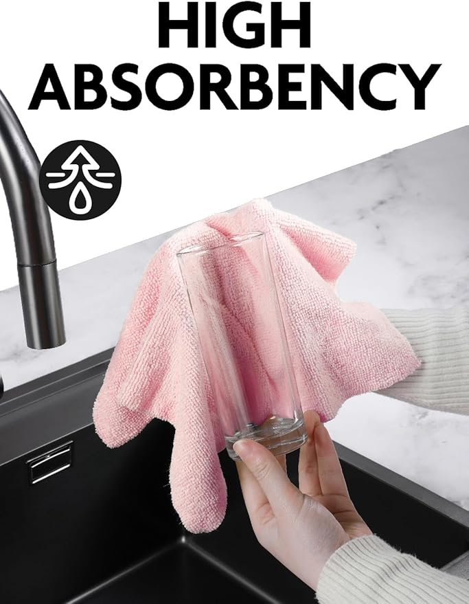 Fantasticlean Microfiber Cleaning Cloth Roll -40 Pack, Tear Away Microfiber Towels, 12" x 12", Reusable, Washable, Lint Free, Ultra Absorbent Dishcloth for Car, Pet, Kitchen Cleaning Supplies (Pink)