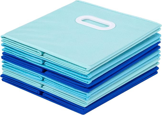 Stero Fabric Storage Bins 6 Pack Fun Colored Durable Storage Cubes with Plastic Handles Foldable Cube Baskets for Home, Kids Room, Closet and Toys Organization Multi Colored