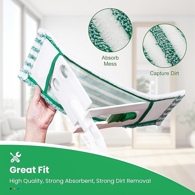 4 Pack Microfiber Mop Heads for Libman Microfiber Floor Mop, Mop Pads Refills for Libman Mop Head Replacement, Reusable & Washable Pads for Multi-Surface Floors, Wet & Dry Cleaning Pad