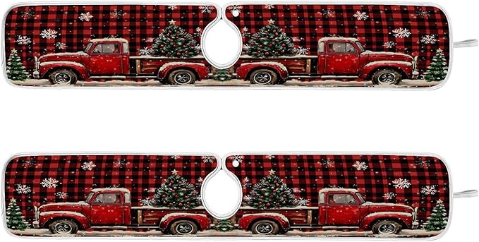 2 Pack Faucet Splash Catcher Red Truck Plaid Christmas Tree Sink Mat for Faucet Absorbent Kitchen Splash Guard Drip Catcher for Farmhouse Barthroom Bar, L