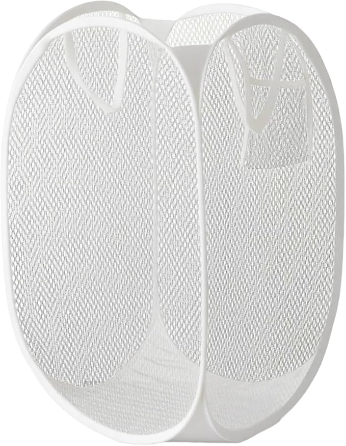 Mesh Laundry Hamper, Foldable Pop-Up Design, white (white, small)