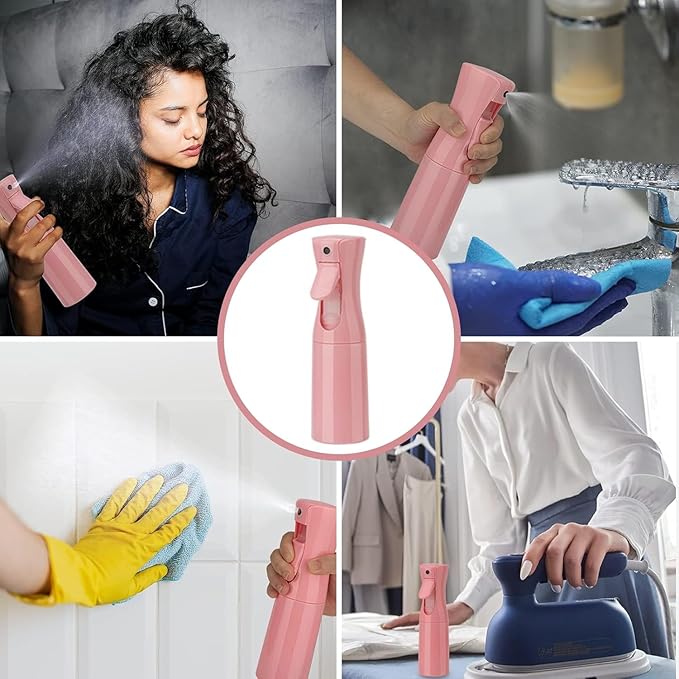 Spray Bottle for Hair (10.15OZ /300ML) Continuous Ultra Fine Mist Sprayer for Hair, Salons, Barber, Plants, Skin Care, 1 Plack Pink